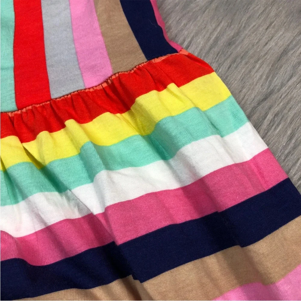 H&M Girls 4-6 Years Rainbow Multicolored Striped Tank Dress